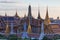 Wat Phra Kaew Thailand royal castle aerial view, Bangkok Thailand