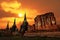 Wat Phrasisanpetch temple at sunset in Ayutthaya Historical Park