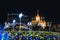 Wat Ratchanatdaram Woravihara night view of the temple, Bangkok, Thailand