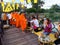 Wat Traphang Thong, SUKHOTHAI THAILAND-27 November 2020:Activities to make merit for Sukhothai in the morning In the middle of the