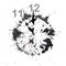 Watch with an abstract dial in the form of an ink blot. Isolated on white. The time is eleven o`clock. Hand drawn china ink on