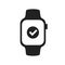 Watch with checkmark icon. Sport activity fitness icon. Smart watch gadget sign