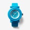 Watch featuring a vibrant blue dial and matching silicone band