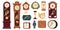 Watch flat icons set. Old retro wall clocks, pendulum watch and sand table clocks. Fashion wristwatch