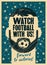 Watch football with us! Sports Bar typographic vintage style poster. Retro vector illustration.
