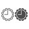 Watch with gear line and glyph icon. Clock with cogwheel vector illustration isolated on white. Mechanical watch outline