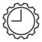 Watch with gear line icon. Clock with cogwheel vector illustration isolated on white. Mechanical watch outline style