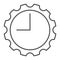 Watch with gear thin line icon. Clock with cogwheel vector illustration isolated on white. Mechanical watch outline