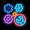 watch gears wrench neon glow icon illustration