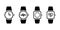 Watch icon. Smart watch icon. Black wristwatch pictogram symbol sign isolated templated. Clock monochrome vector icon collection.