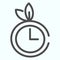 Watch line icon. Clock with leaves vector illustration isolated on white. Time outline style design, designed for web