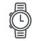 Watch line icon, clock and time, starp sign