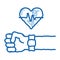 watch measuring heartbeat doodle icon hand drawn illustration