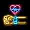 watch measuring heartbeat neon glow icon illustration