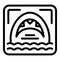 Watch out for sharks icon outline vector. Marine animal warning