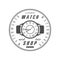 Watch shop estd 1969 logo design, watchmaker badge, monochrome vintage clock repair service emblem vector Illustration