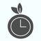 Watch solid icon. Clock with leaves vector illustration isolated on white. Time glyph style design, designed for web and