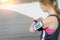 Watch for sports with smartwatch. Jogging training for marathon.