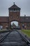 The watch tower at the entrance to the Auschwitz-Birkenau Concentration Camp at Oswiecim in Poland.