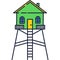 Watch tower icon observation building vector sign