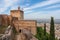 Watch Tower (Torre de la Vela) and Tower of arms at Alcazaba area of Alhambra fortress - Granada, Spain