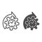 Watches and arrow with gear line and solid icon, time managment concept, cogwheel with clock reprocessing sign on white