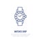 Watches with diamonds illustration. Wristwatch flat line icon, clock store or repair service logo. Expensive accessories
