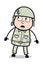 Watching carefully - Cute Army Man Cartoon Soldier Vector Illustration