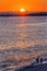 Watching Sun Go Down Beach Reflection Mediterranean Sea Nice France