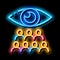 watching team of people neon glow icon illustration
