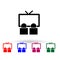 Watching television multi color icon. Simple glyph, flat vector of media icons for ui and ux, website or mobile application