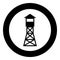 Watching tower Overview forest ranger fire site icon in circle round black color vector illustration solid outline style image