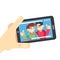 Watching Video On Smartphone Vector friends. Hand Holding Smartphone. Movie App Concept. Isolated Flat Illustration