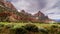 The Watchman Peak and Bridge Mountain viewed from the Pa`rus Trail