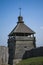 Watchtower of the city of Zaporozhye Sich against the blue sky