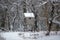 Watchtower in forest on snow