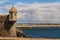 Watchtower of the fortress on the beach in Peniche village