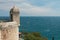 Watchtower of fortress and sea. Monte Carlo, Monaco
