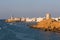 Watchtower and lighthouse in the bay of Sur, Oman