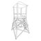 Watchtower or observation tower for hunters. Wireframe low poly mesh