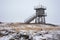 watchtower in snowy arctic wilderness for wildlife spotting