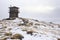 watchtower in snowy arctic wilderness for wildlife spotting