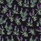 Watecolor French lavender delicate seamless pattern on black background