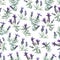 Watecolor French lavender delicate seamless pattern on white background