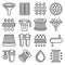 Water, Air and Car Oil Filter Related Icons Set on White Background. Line Style Vector