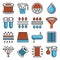 Water, Air and Car Oil Filter Related Icons Set on White Background. Vector