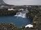 Water basin of the Thjofafoss waterfall in Iceland