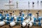 Water bicycles on the sandy beach