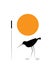 Water bird silhouette and bamboo on sunset, vector. Minimalist art design. Poster design, minimalism. Wall decals