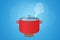 Water boiling in a pan. Hot steam from the pan. High temperature water. Vector illustration.